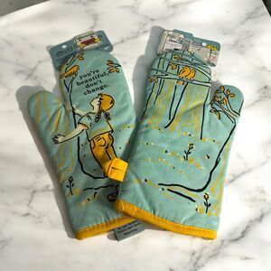 Set Of 2‎ Blue Q You’re Beautiful Kitchen Oven Mitt 100% Cotton Home Decor Gift